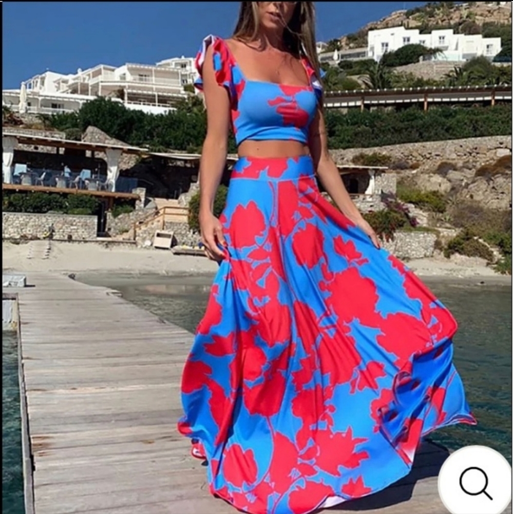 Two Piece Women's Flutter Sleeve Dress